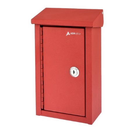 Adiroffice Large Steel Heavy-Duty Outdoor Key Drop Box ADI631-11-RED